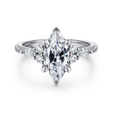 14K White Gold Marquise Cluster Engagement Ring