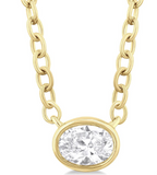 Yellow Gold Oval Cut Diamond Necklace