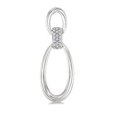 Sterling Silver Oval Shape Link Diamond Fashion Earrings, 0.10Carat TW