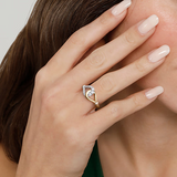 Stirrup Ring 14K White and Yellow Gold Diamond 0.3ct Bujukan
