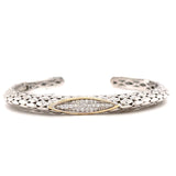 Sterling Silver Diamond Bangle Bracelet w/ 14KY Accents & 0.33 ctw