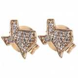 14K Yellow Gold Diamond State of Texas Earring Studs, 0.08Carat TW
