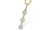 14K Yellow Gold Three Stone Bezel Set Diamond Fashion Pendant, 0.08 Carat TW