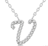 10K White Gold Diamond Initial 