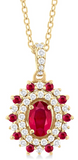 Yellow Gold Oval Cut Ruby and Diamond Pendant