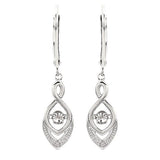 Sterling Silver Shimmering Diamond Dangle Earrings