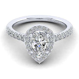 14KW Pear Shape Diamond Halo Engagement Ring Semi-Mount w/ 0.47 ctw Size 6.5