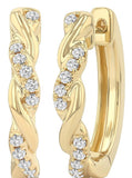 14K Yellow Gold Twisted Diamond Hoop Earrings, 0.30 Carat TW