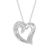 Silver Heart Shape Diamond Fashion Pendant, 0.03 Carat TW