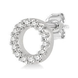10K White Gold Diamond Petite Circle Stud Earrings w/ 0.10 Carat TW