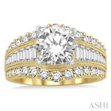 14K Yellow/White Gold 1.75-2.50 Carat Center Diamond with 1.45 Carat TW Round Diamonds/Baguettes