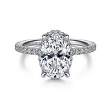 Platinum Hart Hidden Halo Oval Diamond Engagement Ring w/ 0.35 ctw