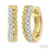 10KY Diamond Round Bead Huggie Earrings w/ 0.10 ctw