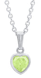 Sterling Silver August CZ Birthstone Heart Pendant w/ Chain