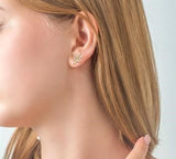 10KY Diamond Leaf Petite Fashion Earrings w/ 0.12 ctw