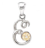 Sterling Silver & 14KY Letter E Diamond Pendant w/ Chain