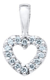 Sterling Silver Open Heart Diamond Pendant