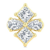 14K Yellow Gold Princess and Pear Cut Diamond Fashion Stud Earrings, 0.35Carat TW