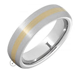 Serinium with Yellow Gold Inlay Domed Ring with a Satin Finish