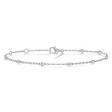 10K White Gold Diamond Station Bracelet, 0.15 Carat TW