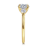 14K Yellow Gold 1.82 Carat TW Three Stone Lotus Diamond Engagement Ring