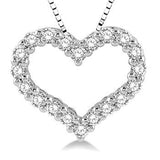 14KW Diamond Heart Pendant w/ 0.50 ctw, 18" Box Chain