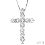 14K White Gold Diamond Cross Pendant w/ 2.00 ctw