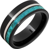 Black Diamond Ceramic Men’s Ring With Turquoise And Sterling Silver