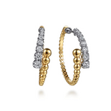 14K Yellow/White Gold Diamond Bypass Bujukan Hoop Earrings, 1.04Carat TW