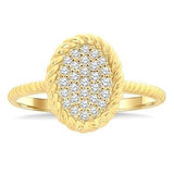 10K Yellow Gold Oval Shape Round Cut Diamond Ring,  0.20Carat TW