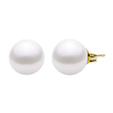 14K Yellow Gold Freshwater Pearl Stud Earrings. 9 - 9.5 mm