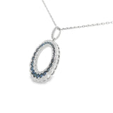 14K White Gold 1.12Carat TW Sapphire & 0.41Carat TW Diamond Circle Fashion Pendant