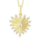 10K Yellow Gold Diamond Fluted Heart Pendant, 0.20Carat TW