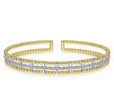 14K Two Toned Bujukan Diamond Cuff Bangle, 0.35 Carat TW