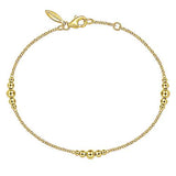 14K Yellow Gold Chain Bracelet with Graduating Bujukan Bead Stations