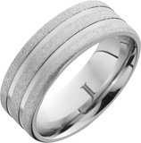 Serinium® Ring with Polished Grooves and Stone Finish