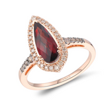 14K Strawberry Gold LeVian (1.53Carat TW) Garnet with (0.27Carat TW) Chocolate and Nude Diamonds Ring