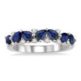 14K White Gold Sapphire and Diamond Ring, 0.15 Carat Dia. TW
