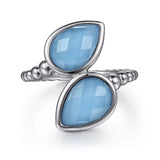 Sterling Silver Bujukan Rock Crystal and Turquoise Bypass Ring, 3.64 CTW