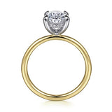 14K Yellow Gold Diamond Oval Semi-Mount Engagement Ring, 0.05 carat