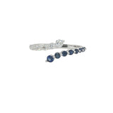 14K White Gold 0.40Carat TW Sapphire Round Cut & 0.30Carat TW Diamond Fashion Ring G-H SI 2 Size 7