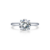 Sterling Silver Round Engagement Ring, 2.00 Carat CZ TW