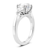 14K White Gold 2.0Carat Diamond Oval with .55Carat TW Trillion Diamond Shape Engagement