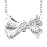 Sterling Silver Diamond Bow Tie Necklace, 0.02Carat TW