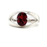 Sterling Silver Garnet Oval Ring