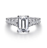 14KW Semi-Mount Emerald Diamond Engagement Ring w/ 0.83 CTW, Size 6.5