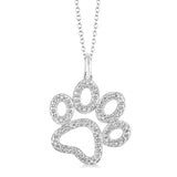 Sterling Silver Diamond Paw Print Pendant, 0.05 Carat TW