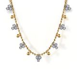 14K Two-Tone Bujukan Beads and Diamonds Droplet Necklace, 0.51Carat TW
