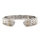 Italian Sterling Silver Diamond Bracelet with Yellow Gold Accents