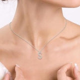 10K White Gold Initial "S" Necklace w/ 0.05 ctw